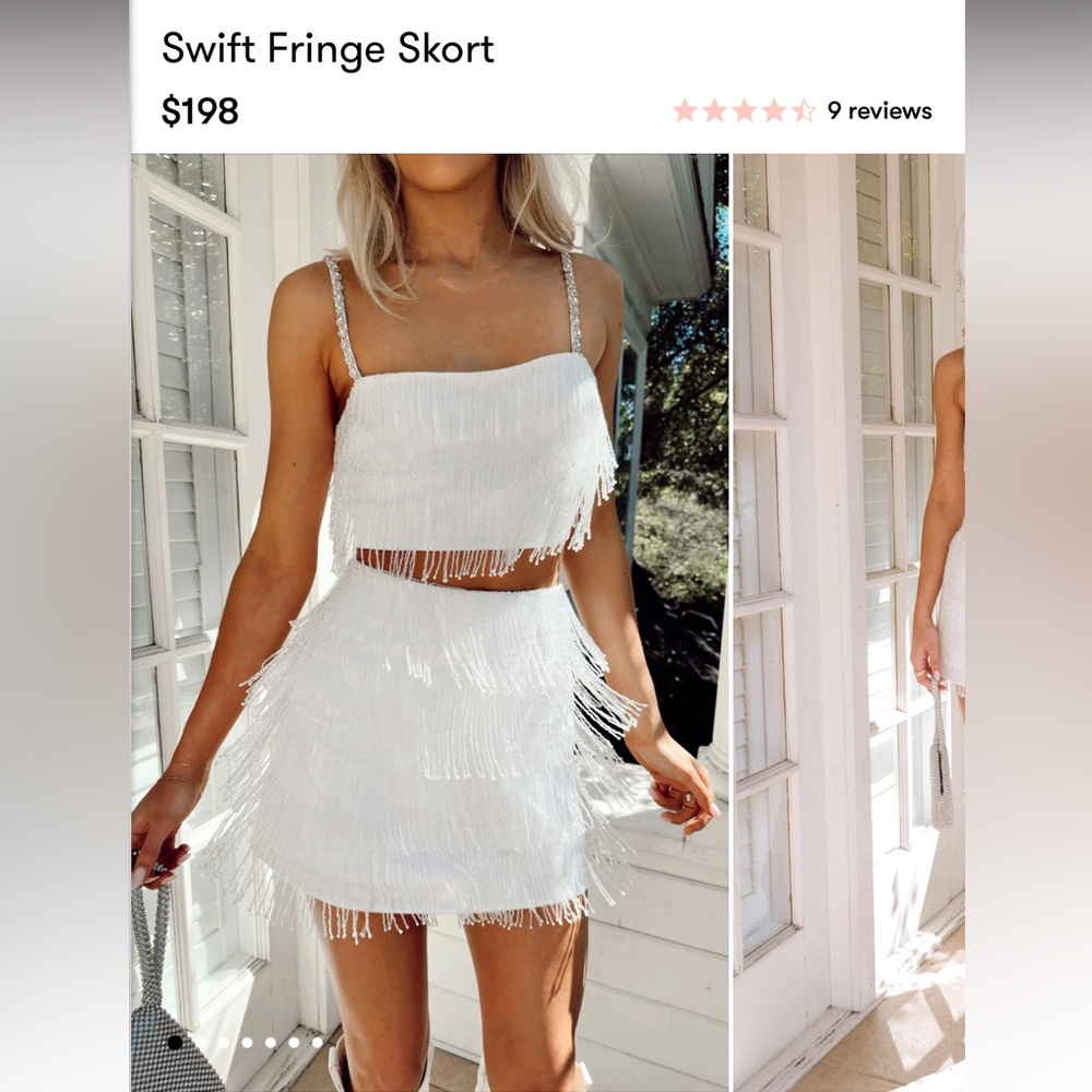 Show Me Your MuMu White Fringe Skirt Set